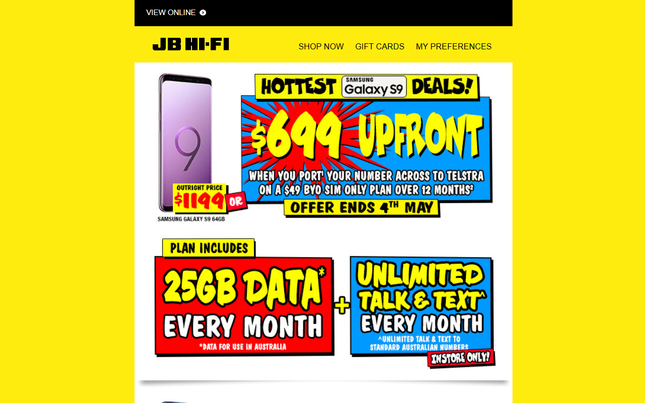 JB Hi-Fi email templates
